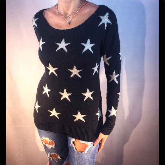 Express Sweaters - Express Black Sweater with White Stars Size S ⭐️⭐️